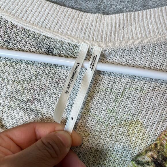 Anthropologie Floral 💐🌸🌺🪻🌼🌹 Print‎ Linen Blend Long Sleeve. EUC - Picture 6 of 7